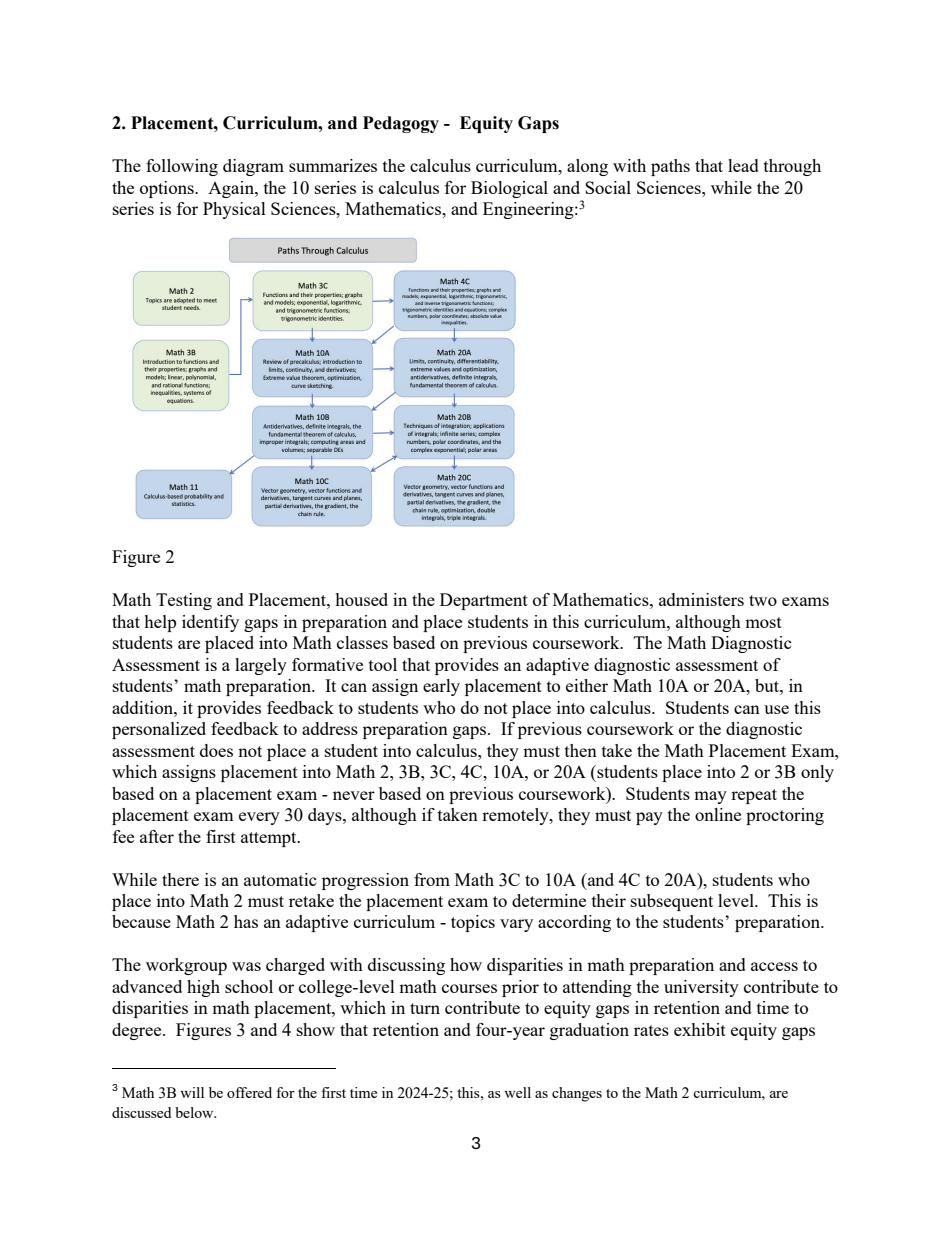 MPW Report page 3, Figure 2, the calculus course pathway diagram