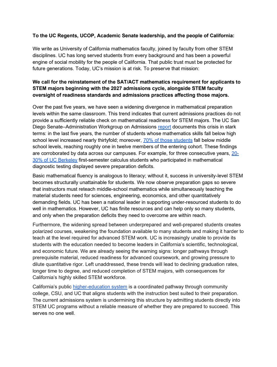 Open Letter page 1