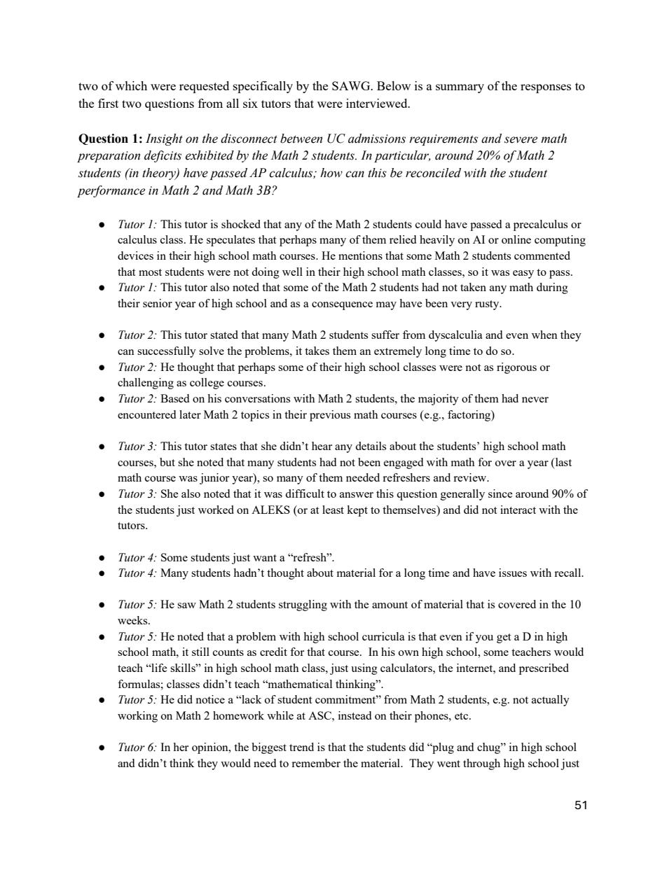 SAWG report page