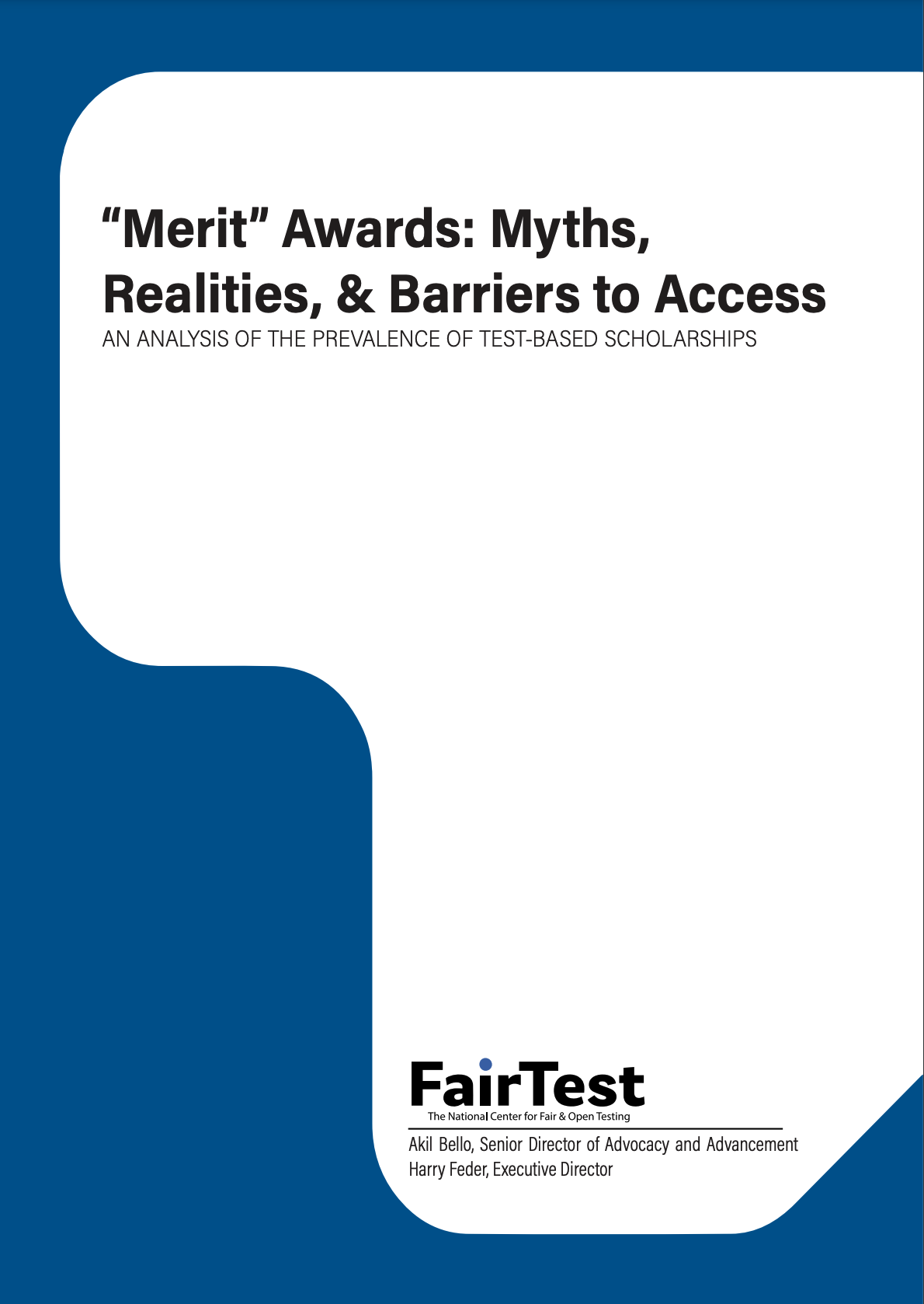 FairTest report cover: Merit Awards: Myths, Realities, and Barriers to Access