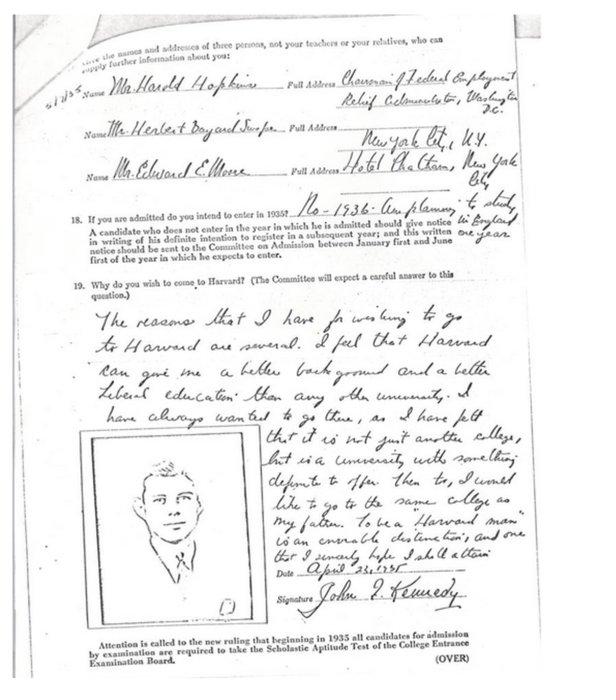 JFK's Harvard application essay