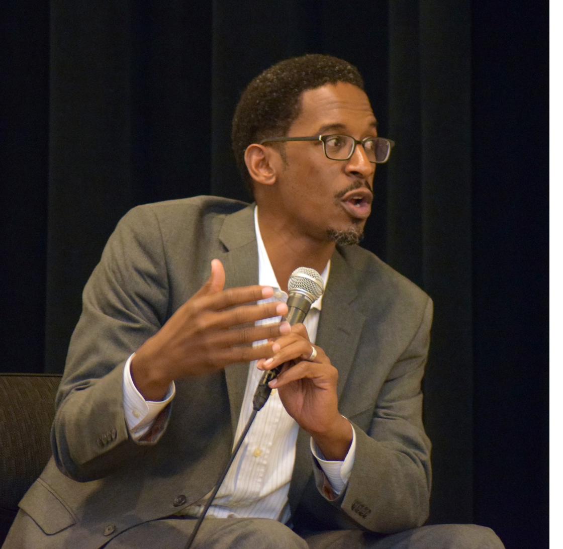 Akil Bello speaking at Georgia Tech panel