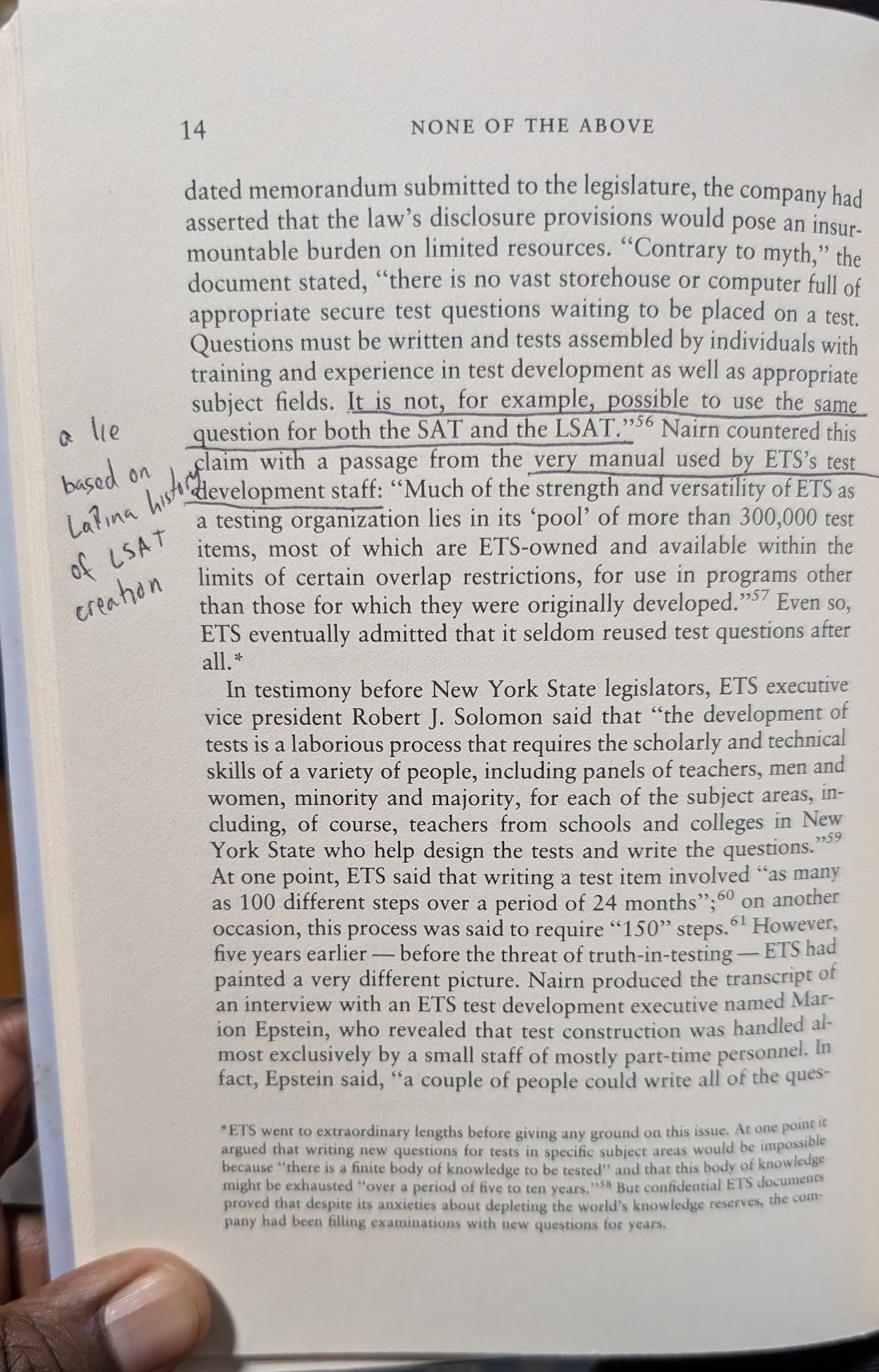 None of the Above — inside page