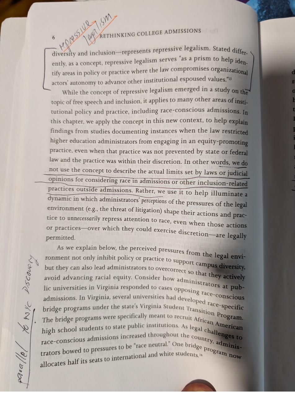 Annotated page from Rethinking College Admission