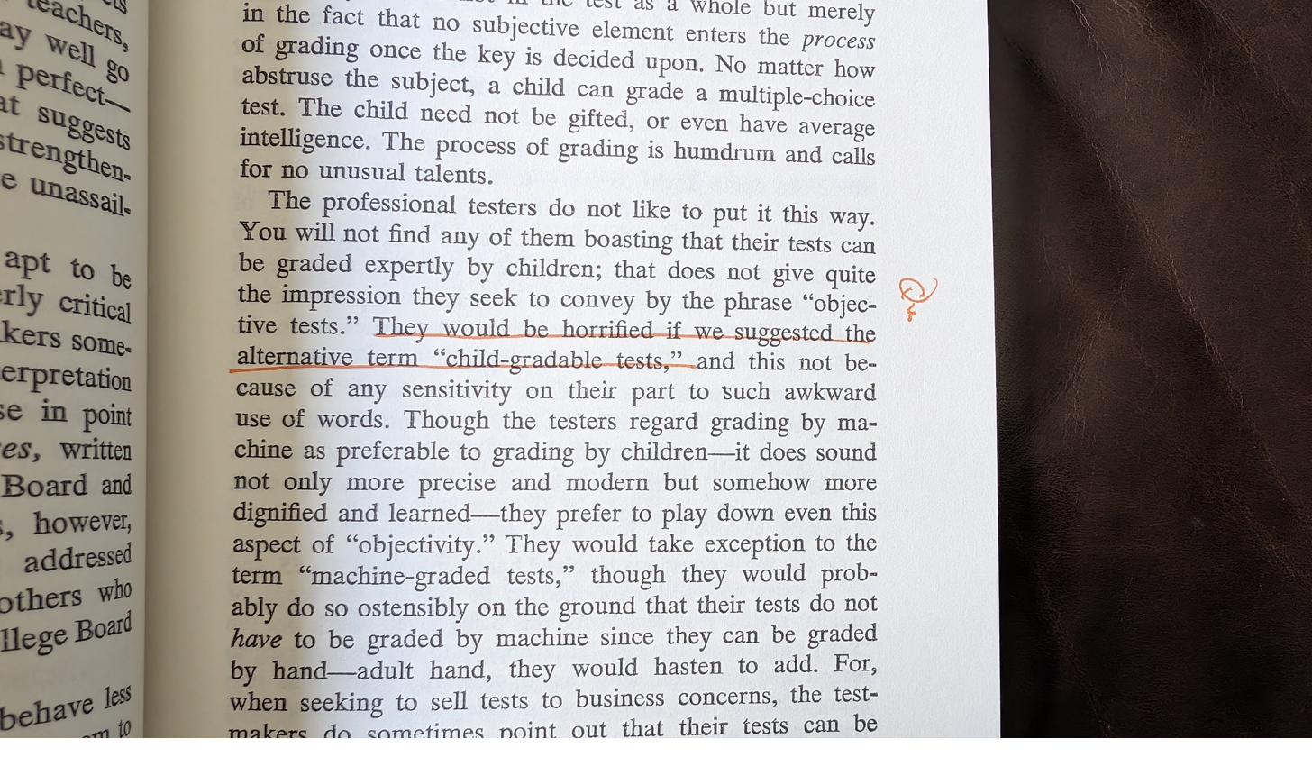 Annotated page from The Tyranny of Testing