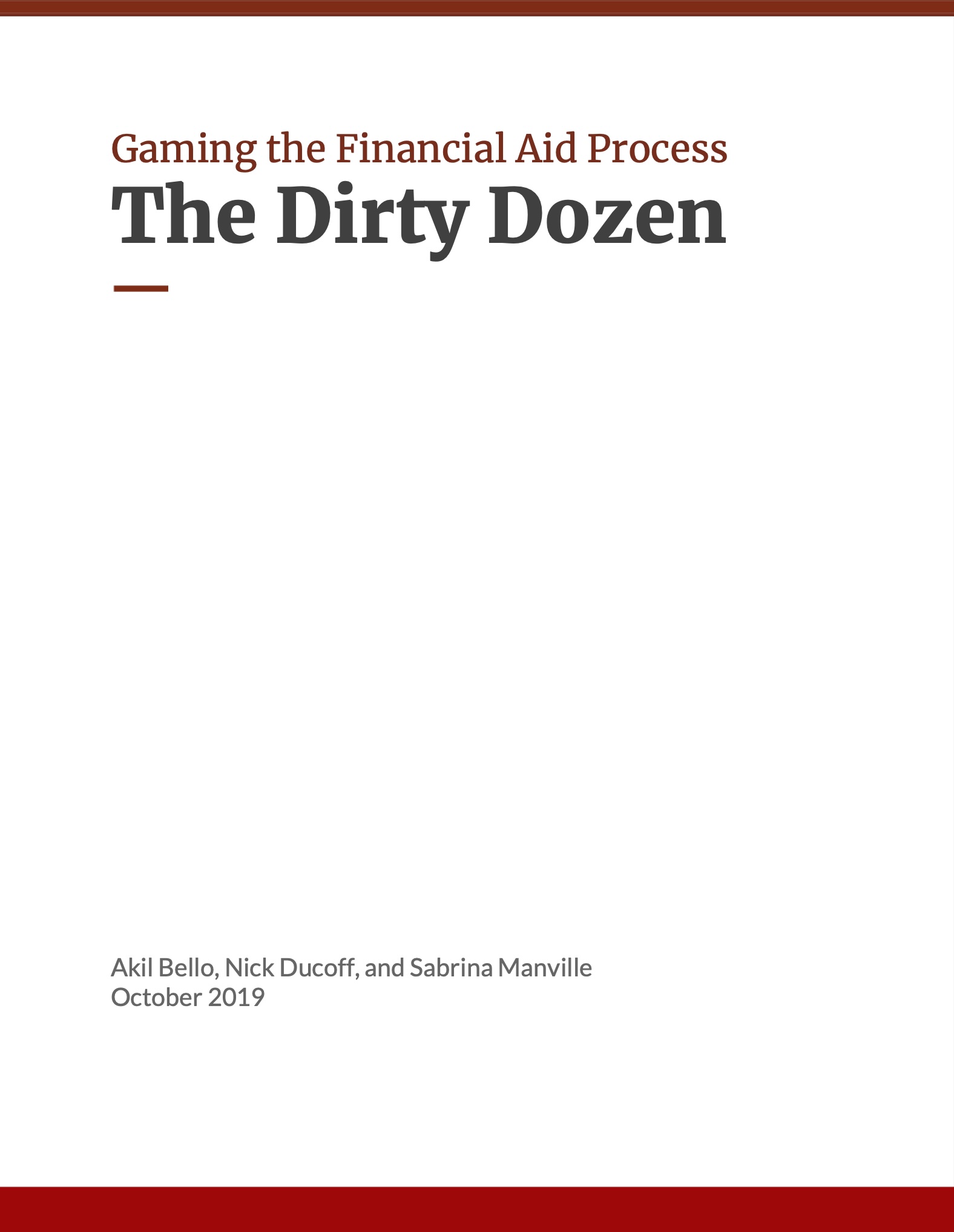 Cover of Gaming the Financial Aid Process: The Dirty Dozen